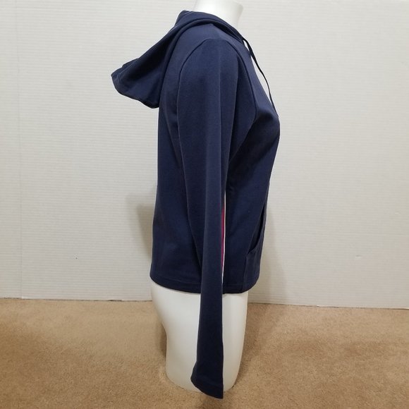 Reebok hoodie Small zip up tuxedo stripe athletic athleisure stretch lounge - Picture 4 of 14